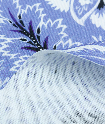 Хлопковый трикотаж тип Etro, цвет - белый, сиреневый, пейсли. Изображение 2