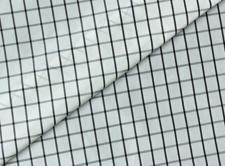 Фото ткани Шелковая тафта, цвет - белый и клетка