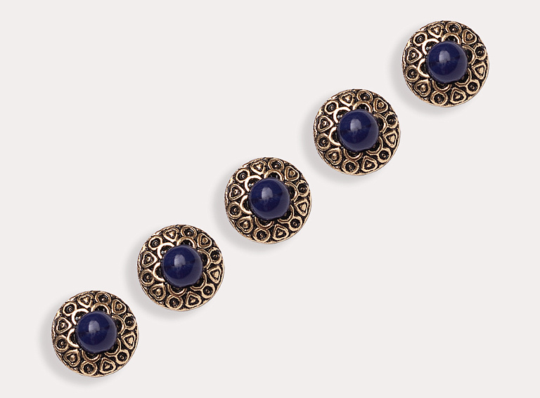 Фото ткани Пуговица узорная пластиковая, цвет - золотой