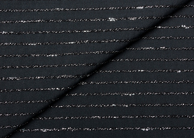 Фото ткани Хлопковая ткань, цвет - черный, серебро, полоска
