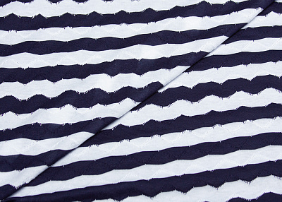 Фото ткани Трикотаж тип Missoni, цвет - синий, белый, полоска