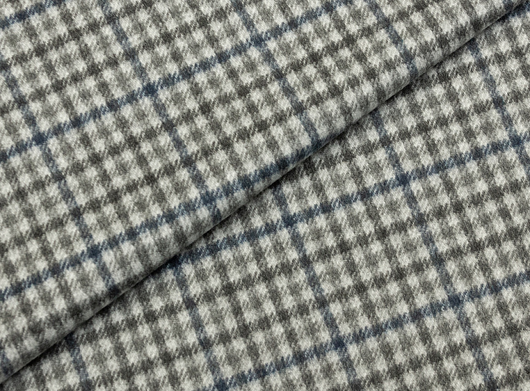 Фото ткани Кашемировая ткань на мембране в клетку, цвет - серый