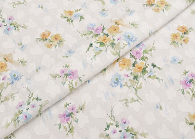 Фото ткани Хлопковый батист с мелкими цветами, цвет - белый