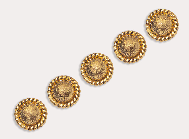 Фото ткани Пуговица круглая металлическая, цвет - золотой