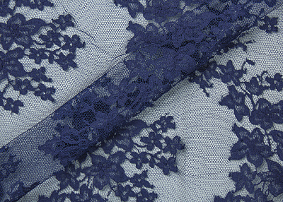 Фото ткани Однотонное широкое кружево, цвет - темно-синий