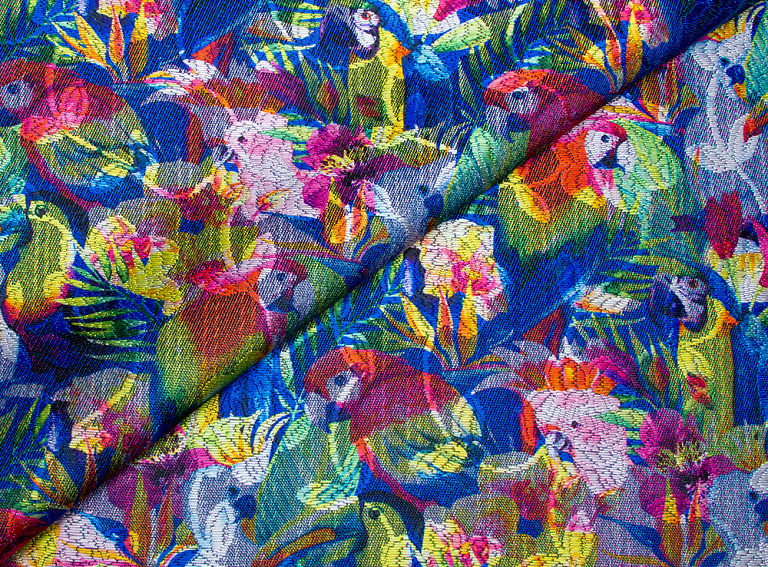 Фото ткани Жаккард тип  Etro, цвет - желтый, синий, розовый, зеленый, фуксия