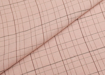 Фото ткани Льняная ткань тип Brunello Cucinelli с рисунком, цвет - розовый и клетка
