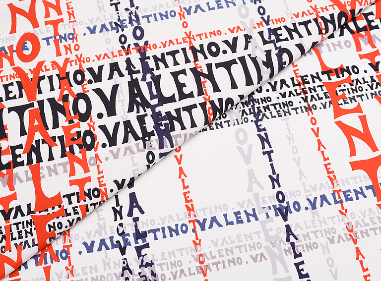 Фото ткани Хлопковая ткань тип Valentino, цвет - красный и белый
