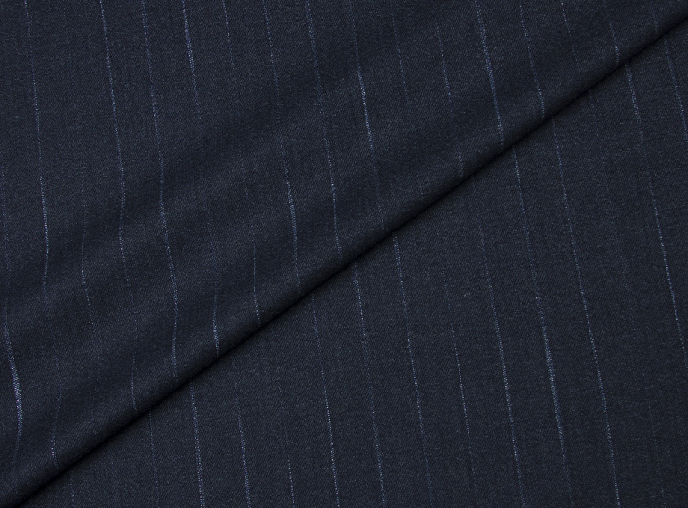 Фото ткани Кашемировая ткань, цвет - темно-синий и полоска