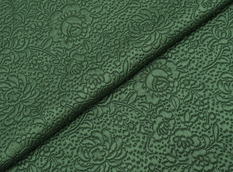 Фото ткани Матлассе с рисунком, цвет - зеленый