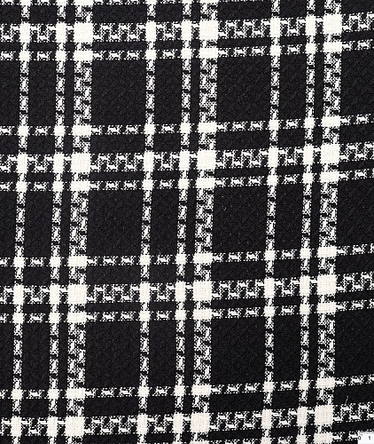 Шелковый твид тип Chanel с рисунком, цвет - черный, молочный, клетка. Изображение 6