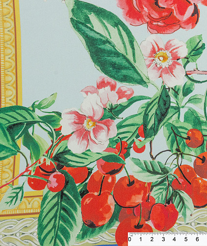 Шелковый платок тип Dolce&Gabbana (купон), цвет - красный, зеленый, голубой, цветы. Изображение 6
