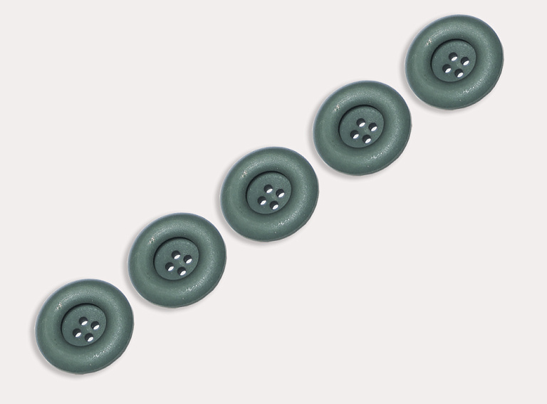 Фото ткани Пуговица круглая пластиковая, цвет - зеленый