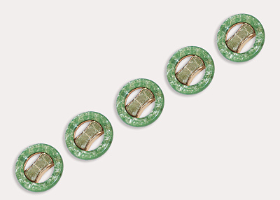 Фото ткани Пуговица круглая пластиковая, цвет - зеленый