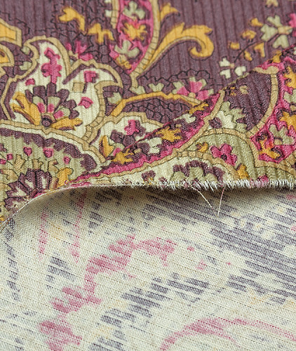 Хлопковый вельвет тип Etro, цвет - желтый, фуксия, пейсли. Изображение 2