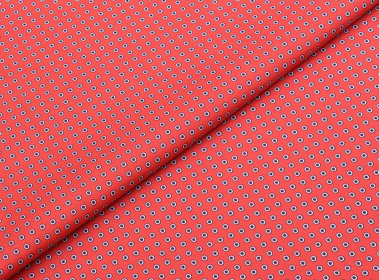 Фото ткани Хлопковая ткань тип Ermenegildo Zegna в горох, цвет - красный