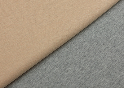 Фото ткани Хлопковый трикотаж (дабл), цвет - бежевый и серый