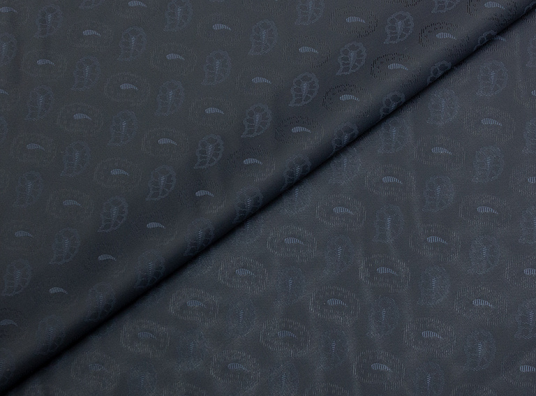Фото ткани Подкладочная ткань с рисунком, цвет - синий и пейсли