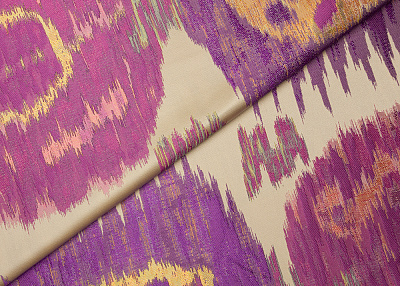 Фото ткани Жаккард тип Etro с рисунком, цвет - фуксия, розовый, желтый