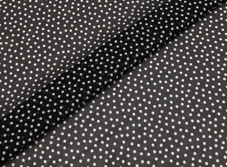 Фото ткани Шифон в горох тип Valentino, цвет - черный