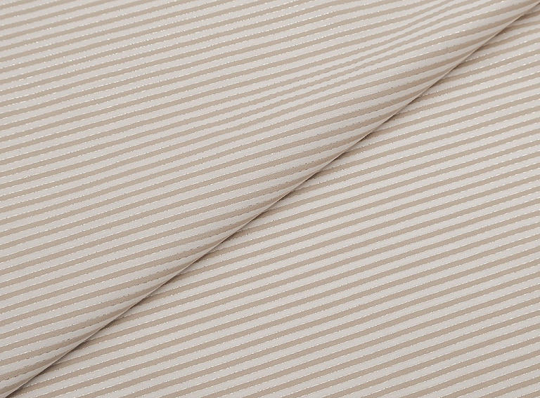 Фото ткани Хлопковая ткань с люрексом в полоску, цвет - бежевый, белый