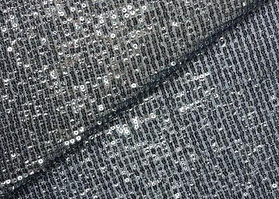 Фото ткани Пайетки на сетке плиссе, цвет - синий и серебро