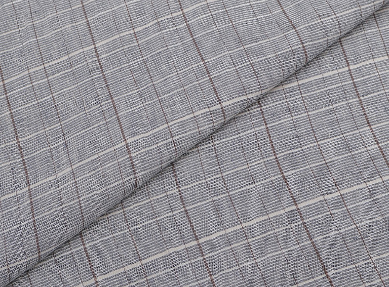 Фото ткани Льняная ткань тип Brunello Cucinelli с люрексом, цвет - синий и клетка