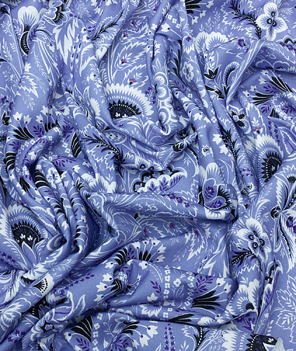 Хлопковый трикотаж тип Etro, цвет - белый, сиреневый, пейсли. Изображение 3