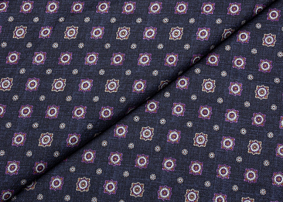 Фото ткани Натуральный шелк, цвет - темно-синий, рисунок