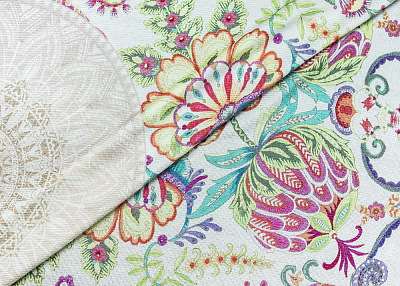 Фото ткани Вискоза тип Etro с рисунком (купон), цвет - белый