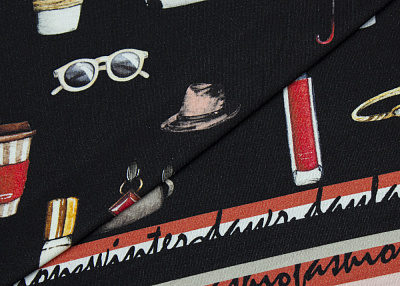Фото ткани Вискоза с рисунком (купон), цвет - черный