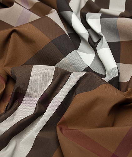 Плащевая ткань тип Burberry, цвет - бежевый, коричневый, черный, бордовый, клетка. Изображение 5