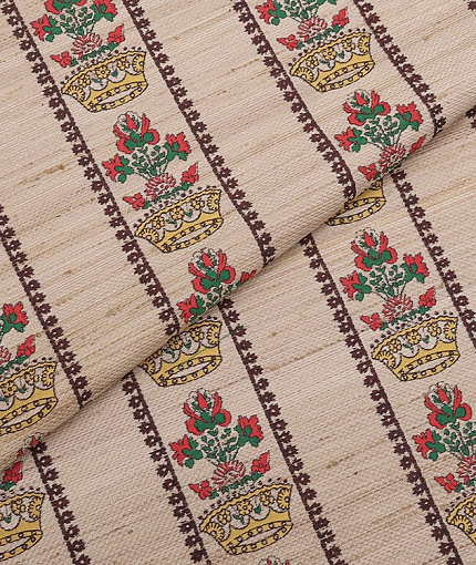 Жаккард стиль Dolce&Gabbana с рисунком, цвет - бежевый, полоска, цветы. Изображение 1