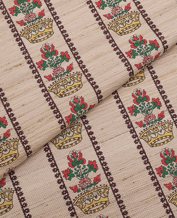 Жаккард стиль Dolce&Gabbana с рисунком, цвет - бежевый, полоска, цветы. Изображение 1