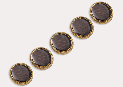 Фото ткани Пуговица круглая с эмалью, цвет - коричневый и золотой