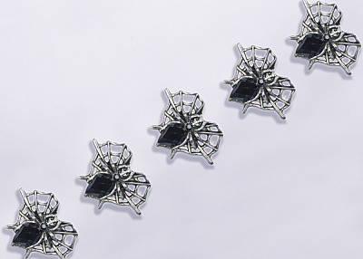Фото ткани Декоративное украшение-паук, цвет - черный, серебро, металлик