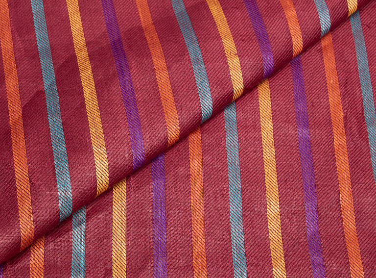 Фото ткани Льняная ткань тип Loro Piana, цвет - бордовый и полоска