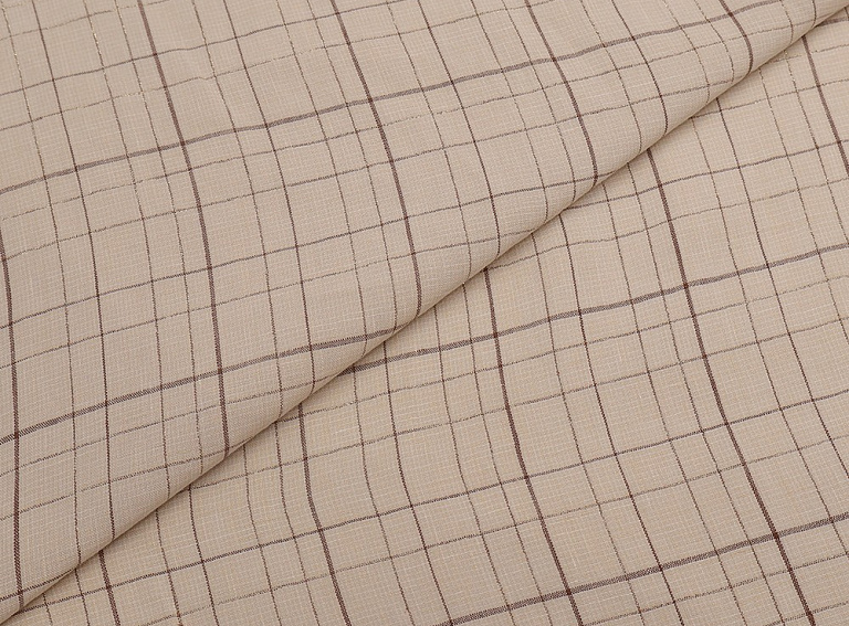 Фото ткани Льняная ткань тип Brunello Cucinelli с люрексом, цвет - бежевый и клетка