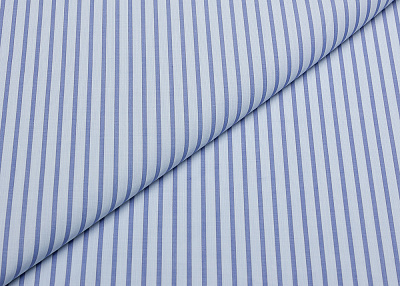 Фото ткани Хлопковая ткань, цвет - синий, голубой, полоска