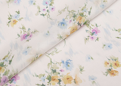 Фото ткани Шифон с мелкими цветами, цвет - белый