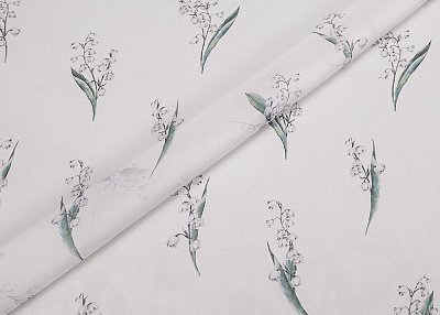 Фото ткани Шифон ландыши тип Dior, цвет - белый и цветы