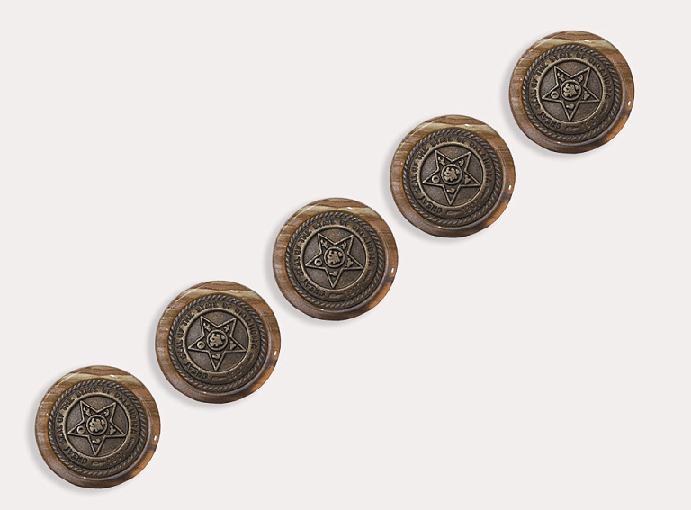 Фото ткани Пуговица круглая со звездой, цвет - коричневый