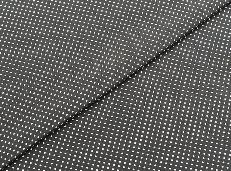 Фото ткани Натуральный шелк в горох, цвет - серый