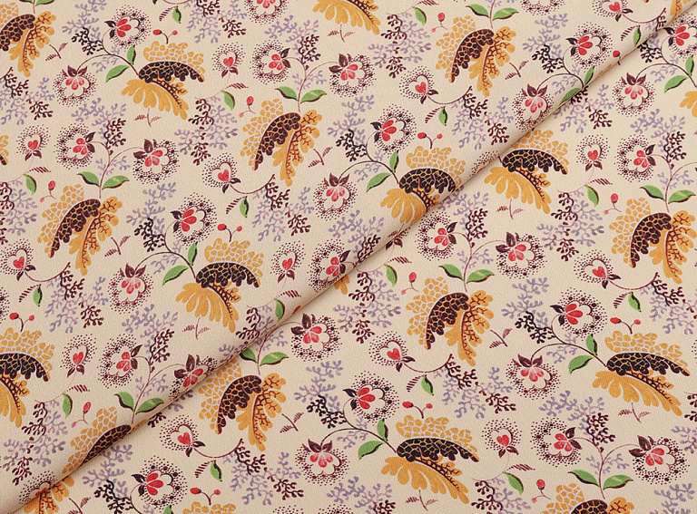 Фото ткани Натуральный шелк тип Valentino с рисунком, цвет - бежевый