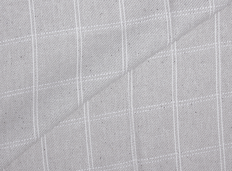 Фото ткани Шерстяная ткань, цвет - серый, молочный, клетка