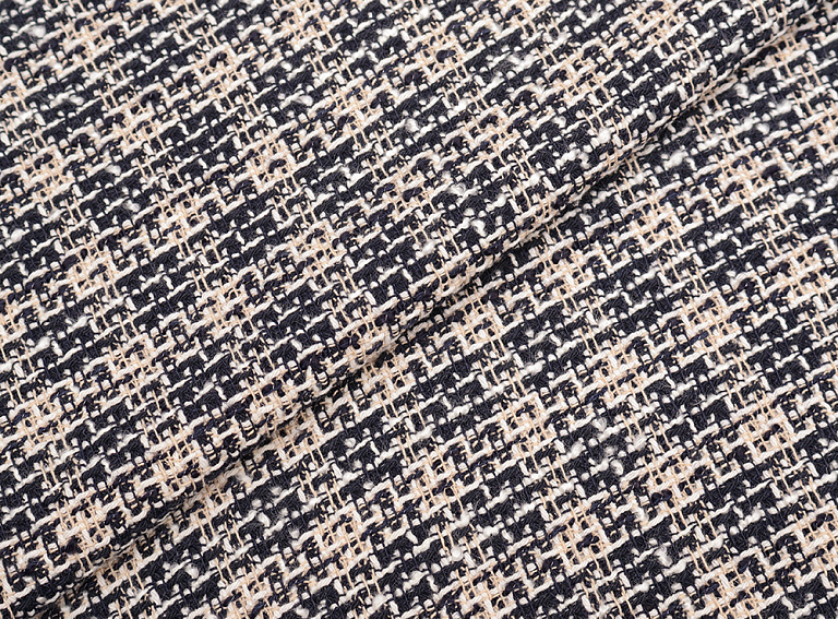 Фото ткани Хлопковый твид тип Gucci с рисунком, цвет - бежевый и синий