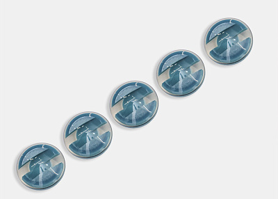 Фото ткани Пуговица круглая, цвет - бирюзовый