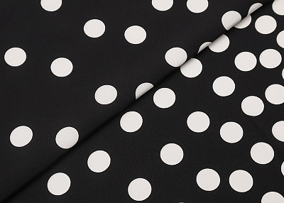 Фото ткани Натуральный шелк тип Valentino (купон), цвет - черный, горох