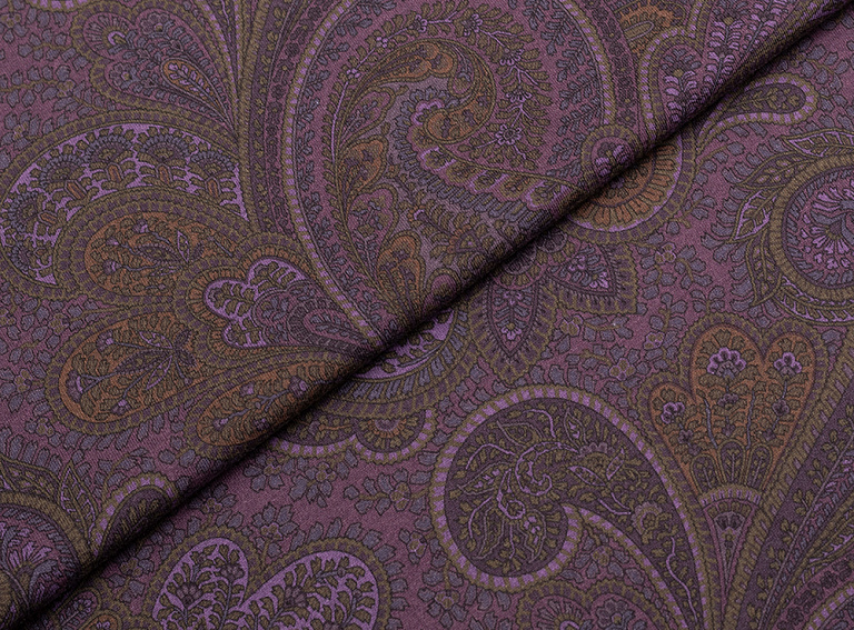 Фото ткани Хлопковый трикотаж тип Etro с рисунком, цвет - фиолетовый и пейсли