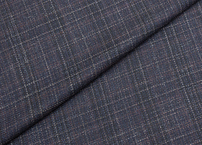 Фото ткани Шерстяная ткань с шелком в клетку, цвет - фиолетово-синий